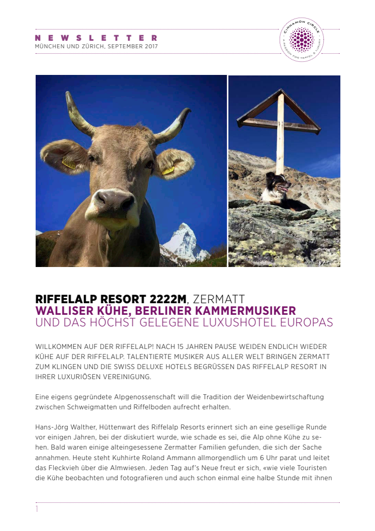 Walliser Kühe, Berliner Kammermusiker  und das höchst gelegene Luxushotel Europas