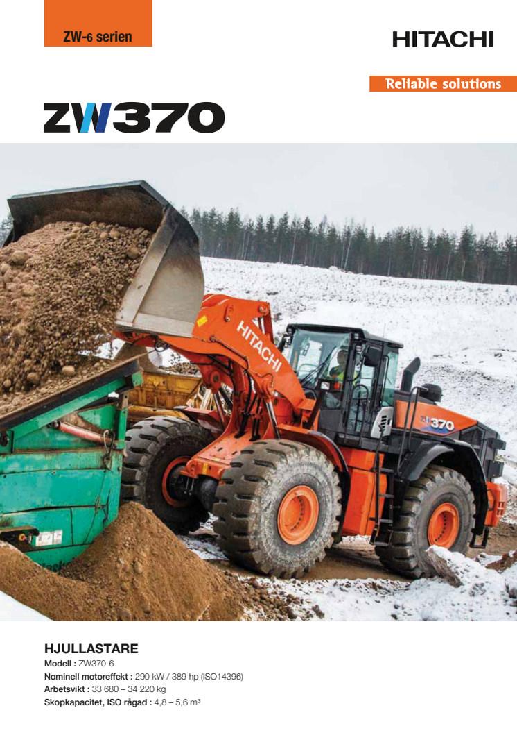 Broschyr Hitachi ZW370-6 hjullastare