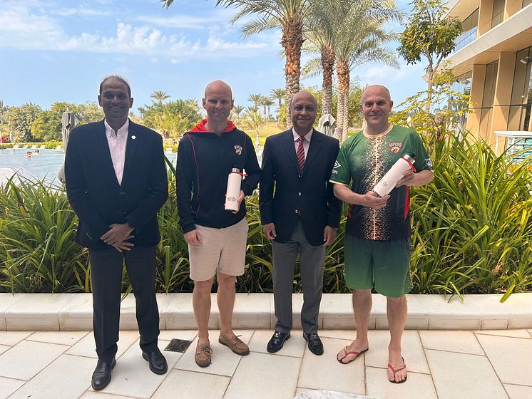Vipers CEO Phil Oliver (center left) and Mr. Kamran Khan (center right), CEO of NIA, Bluewater's Distribution partners in UAE