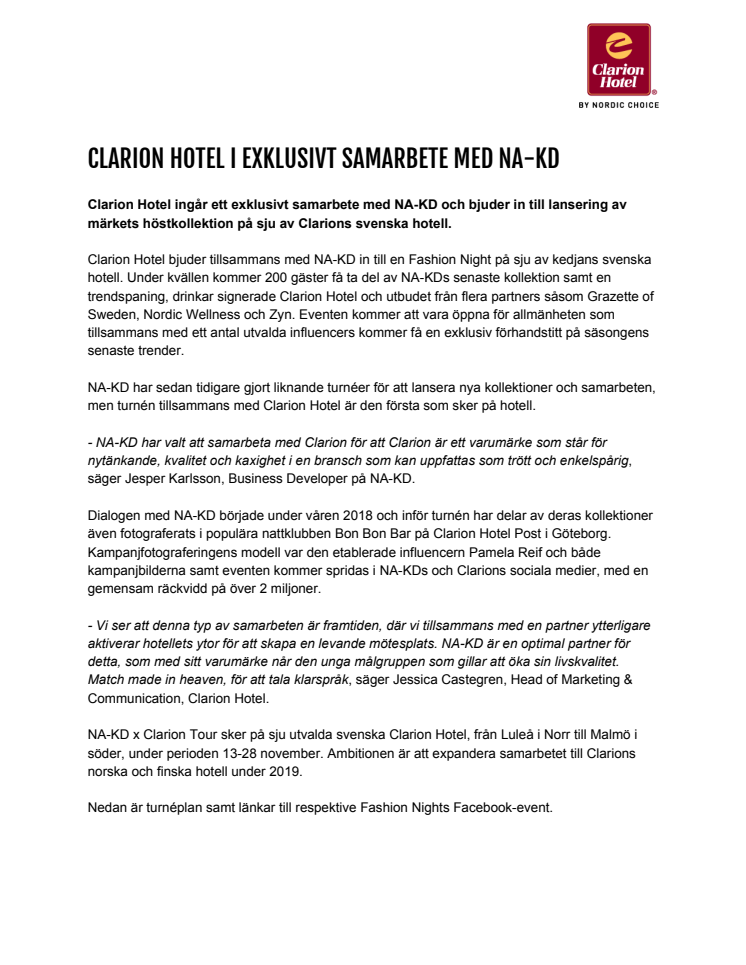 CLARION HOTEL I EXKLUSIVT SAMARBETE MED NA-KD