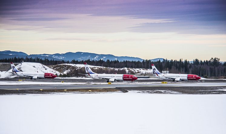 Three Norwegian aircraft in a row