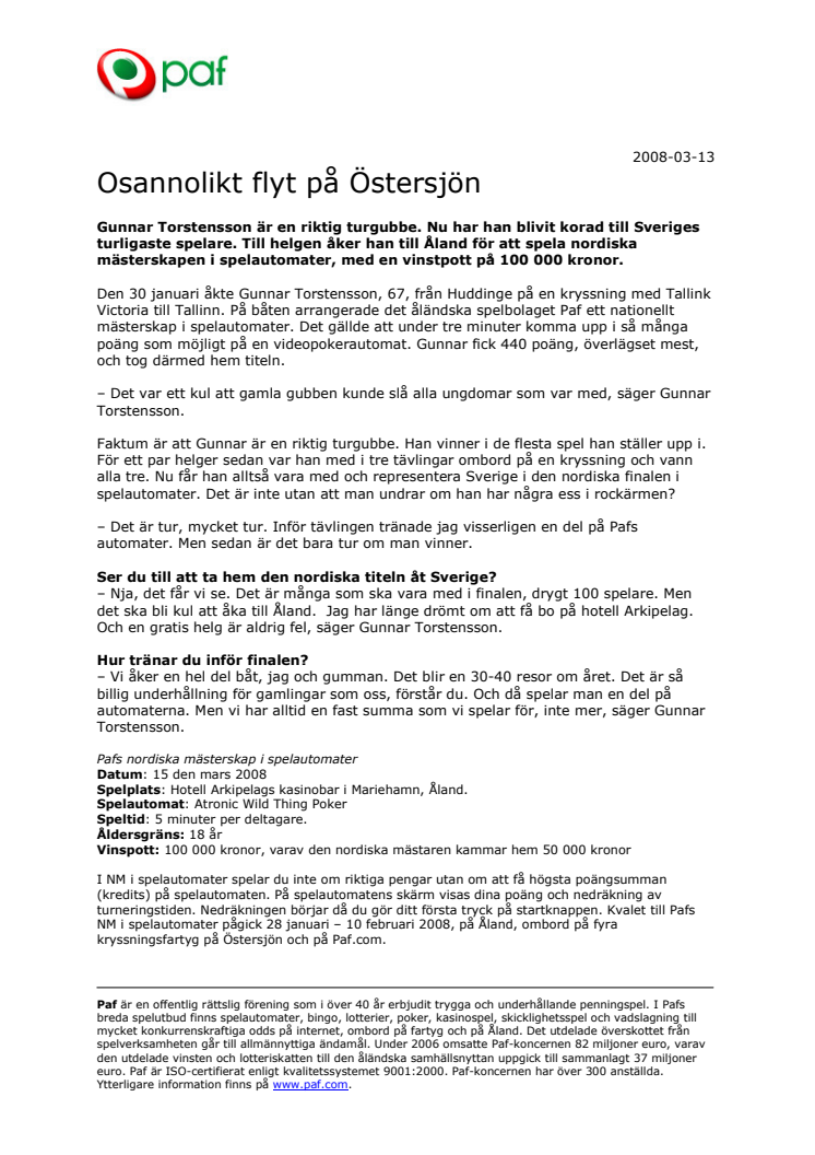 Osannolikt flyt på Östersjön