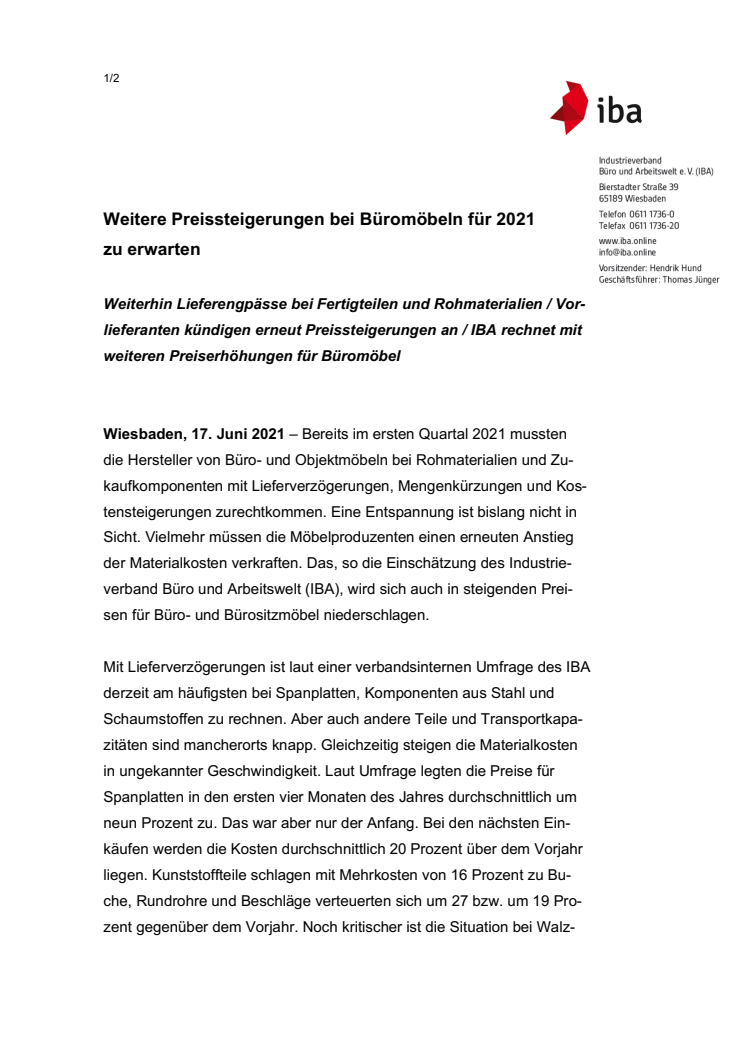 Weitere Preissteigerungen bei Büromöbeln für 2021 zu erwarten