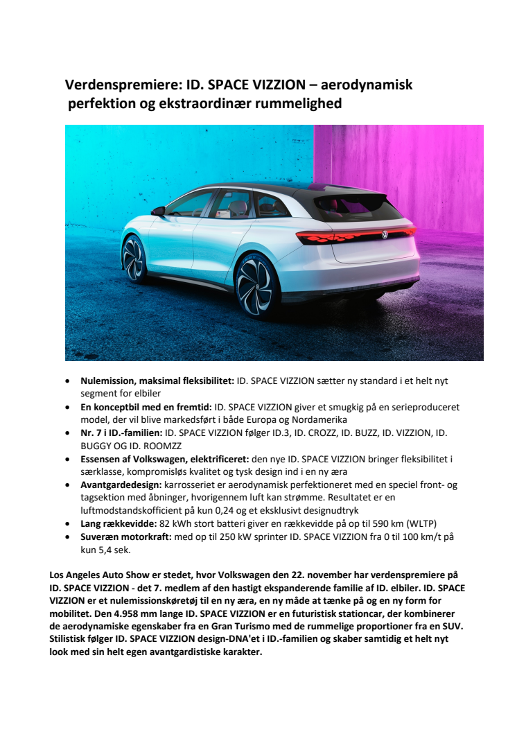 Verdenspremiere: ID. SPACE VIZZION – aerodynamisk perfektion og ekstraordinær rummelighed