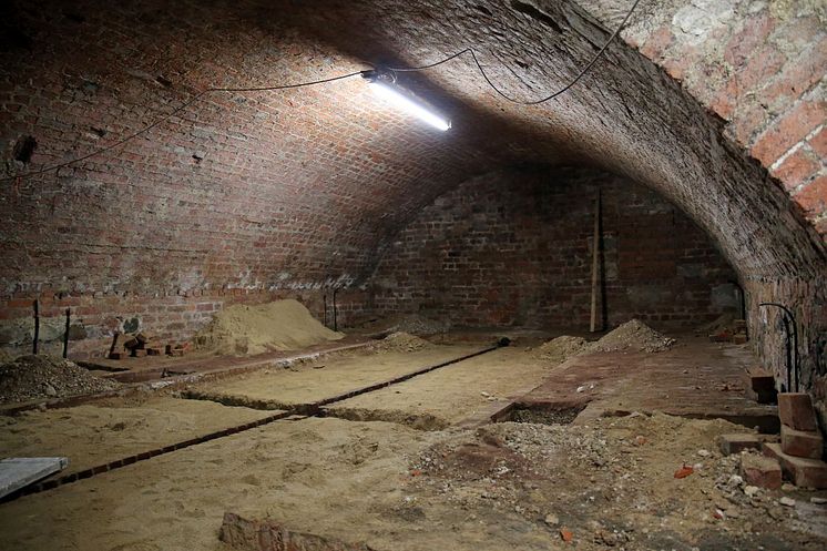 Der zukünftige Veranstaltungsbereich in den Kasematten der früheren Pleißenburg unter dem Neuen Rathaus Leipzig