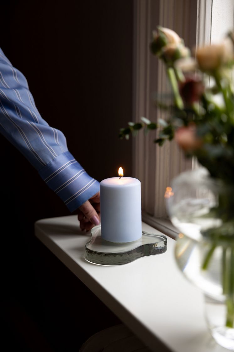Blockljus, Dimblå, Liljeholmens Stearinfabrik, 100% stearin