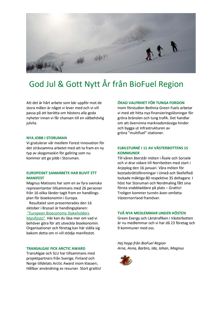 God Jul och Gott Nytt År från BioFuel Region 