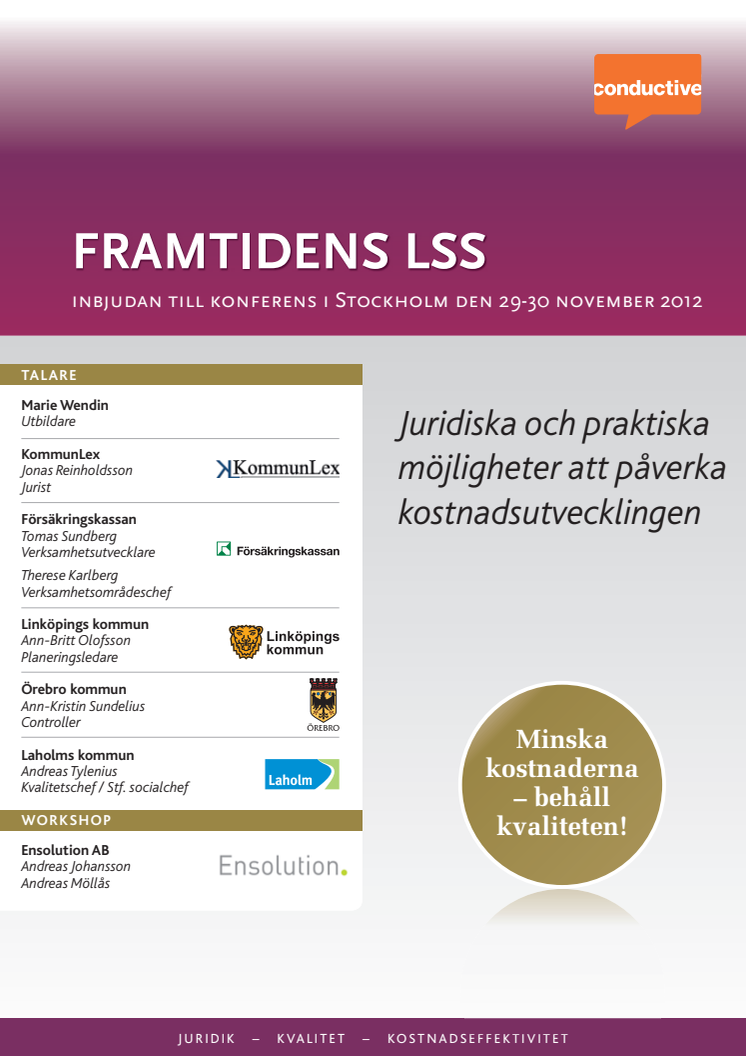 Framtidens LSS, konferens i Stockholm 29-30 november 2012