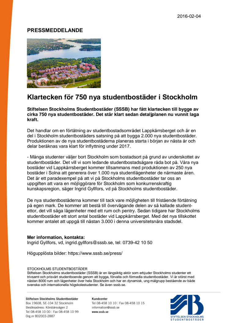 Klartecken för 750 nya studentbostäder i Stockholm