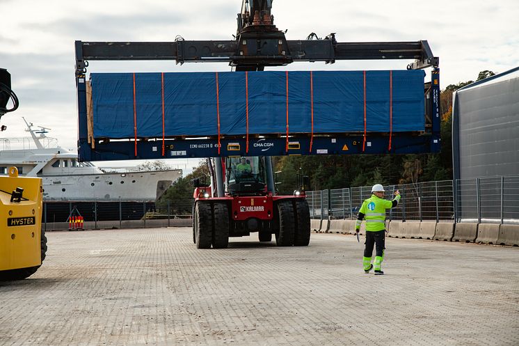 First container delivery port of Arendal 23.10.23