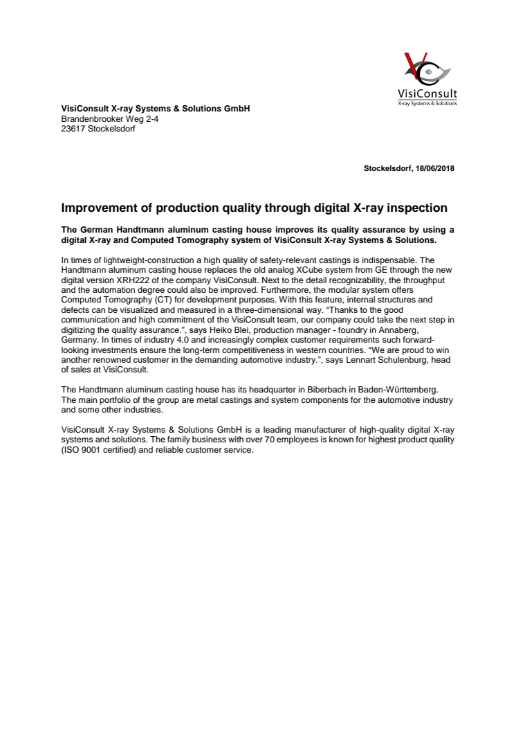 Improvement of production quality through digital X-ray inspection