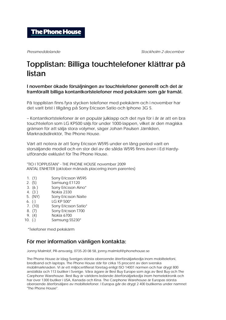 Topplistan: Billiga touchtelefoner klättrar på listan