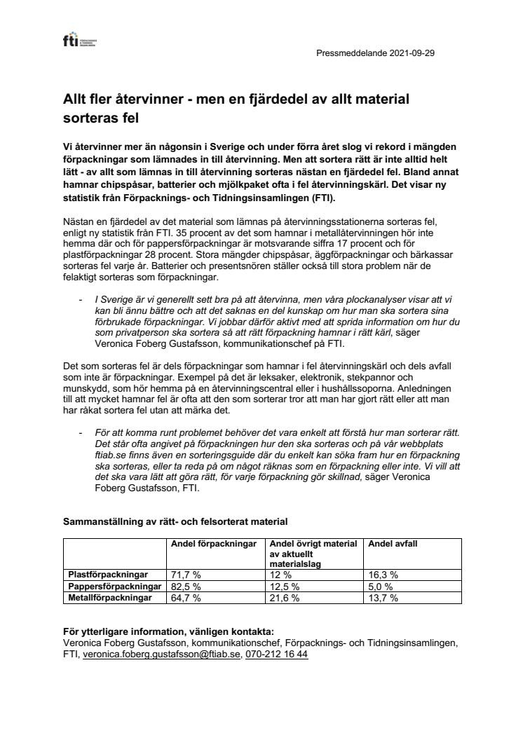 FTI pressmeddelande_Allt fler återvinner - men en fjärdedel av allt material sorteras fel.pdf