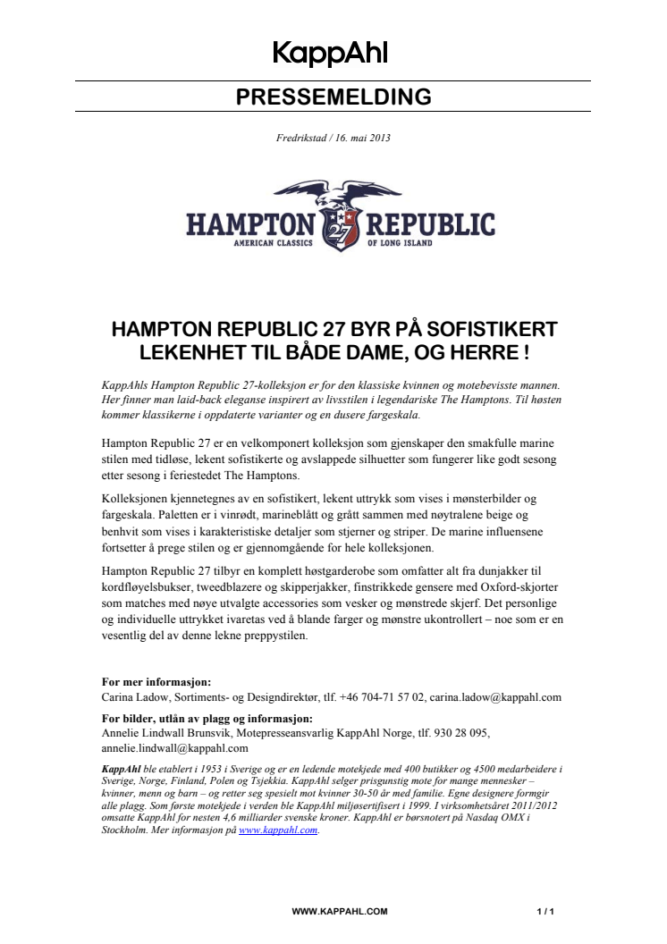 HAMPTON REPUBLIC 27 BYR PÅ SOFISTIKERT LEKENHET TIL BÅDE DAME, OG HERRE !