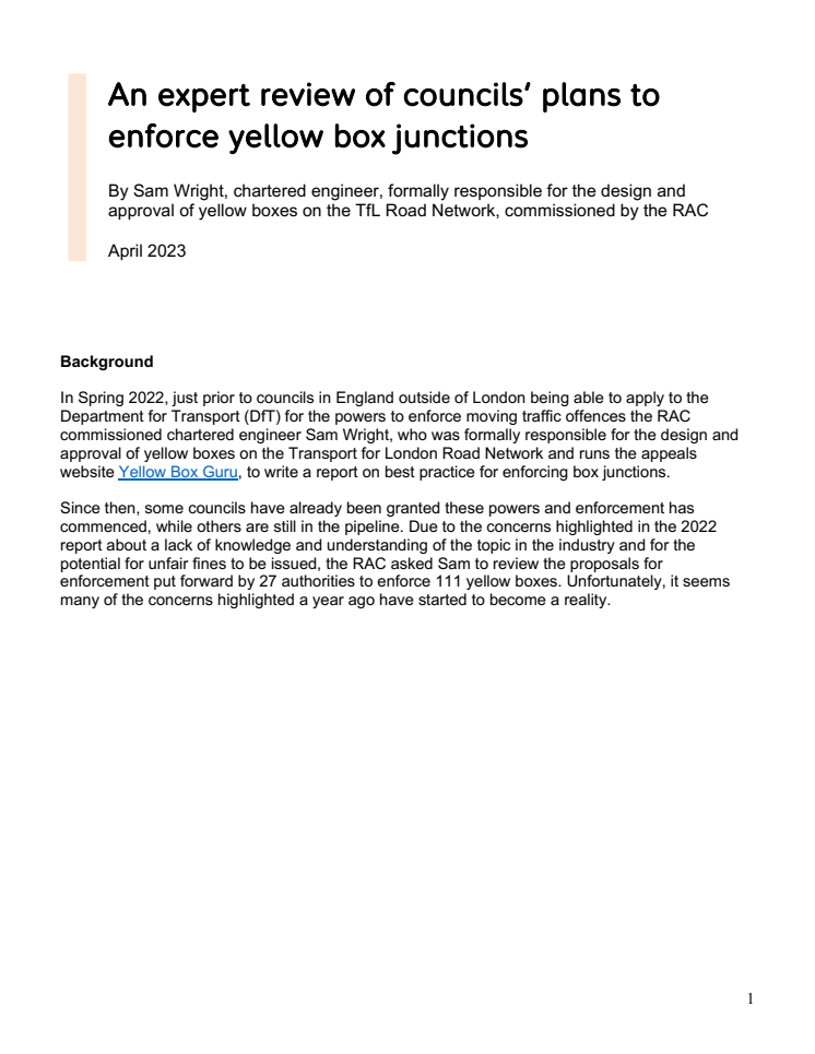 An expert review of councils’ plans to enforce yellow box junctions