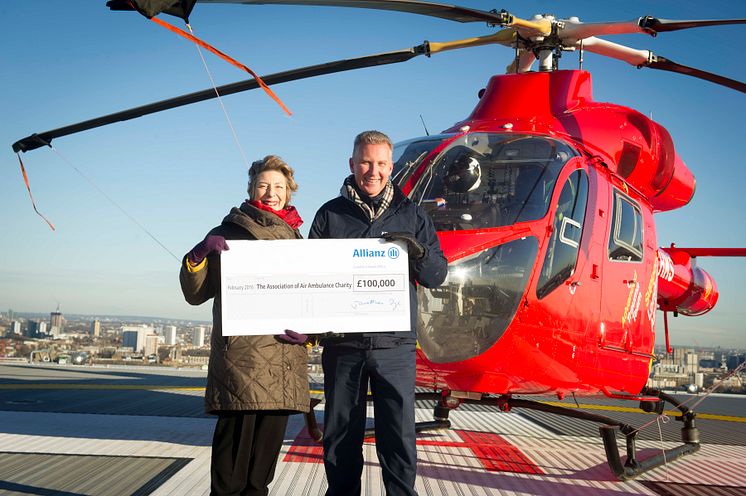 Jon Dye, CEO, Allianz UK, presented Liz Campbell, Chairman of the AAAC with a cheque for £100,000.