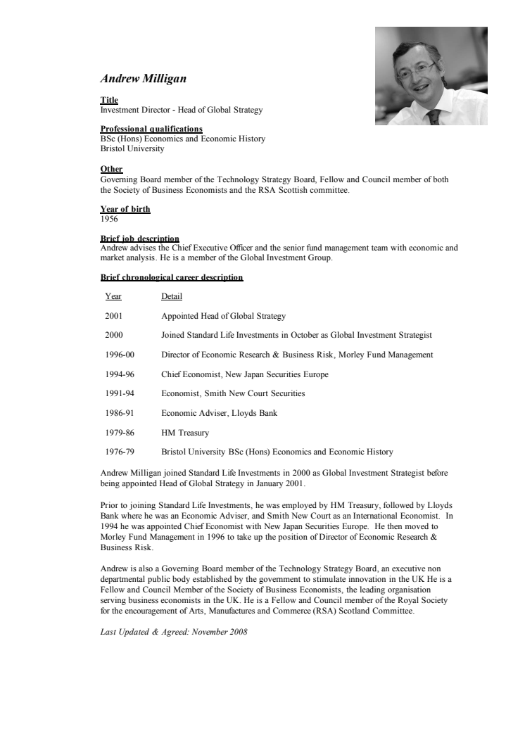 Andrew Milligan CV