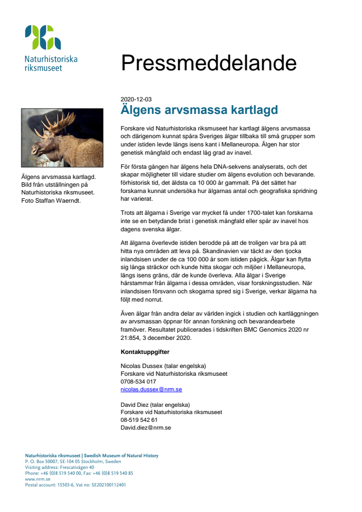 Älgens arvsmassa kartlagd