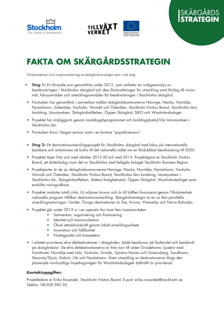 Fakta om Skärgårdsstrategin, uppdaterad 130201