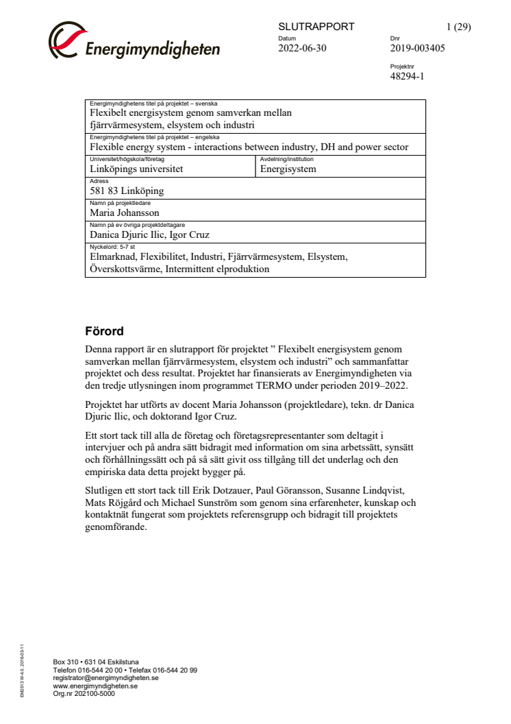 Slutrapport: Flexibelt energisystem genom samverkan mellan fjärrvärmesystem, elsystem och industri.pdf