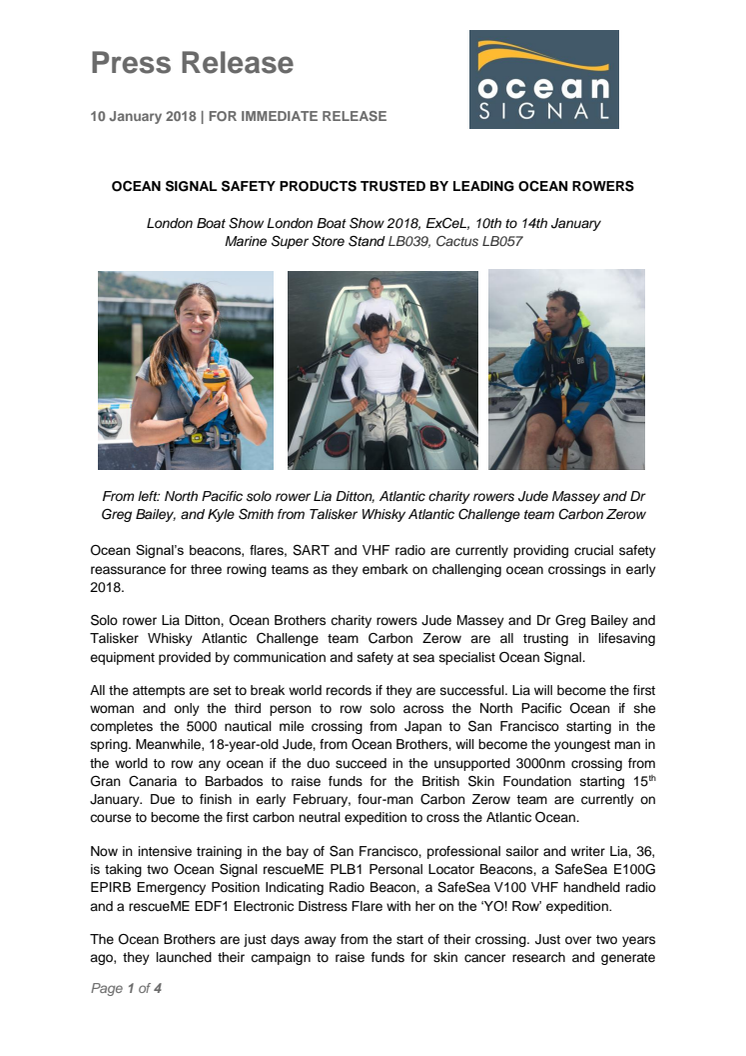 Ocean Signal Safety Products Trusted by Leading Ocean Rowers