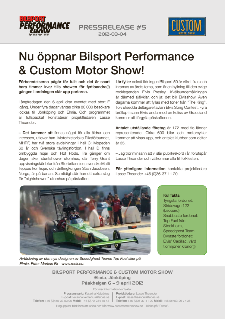 Nu öppnar Bilsport Performance & Custom Motor Show!