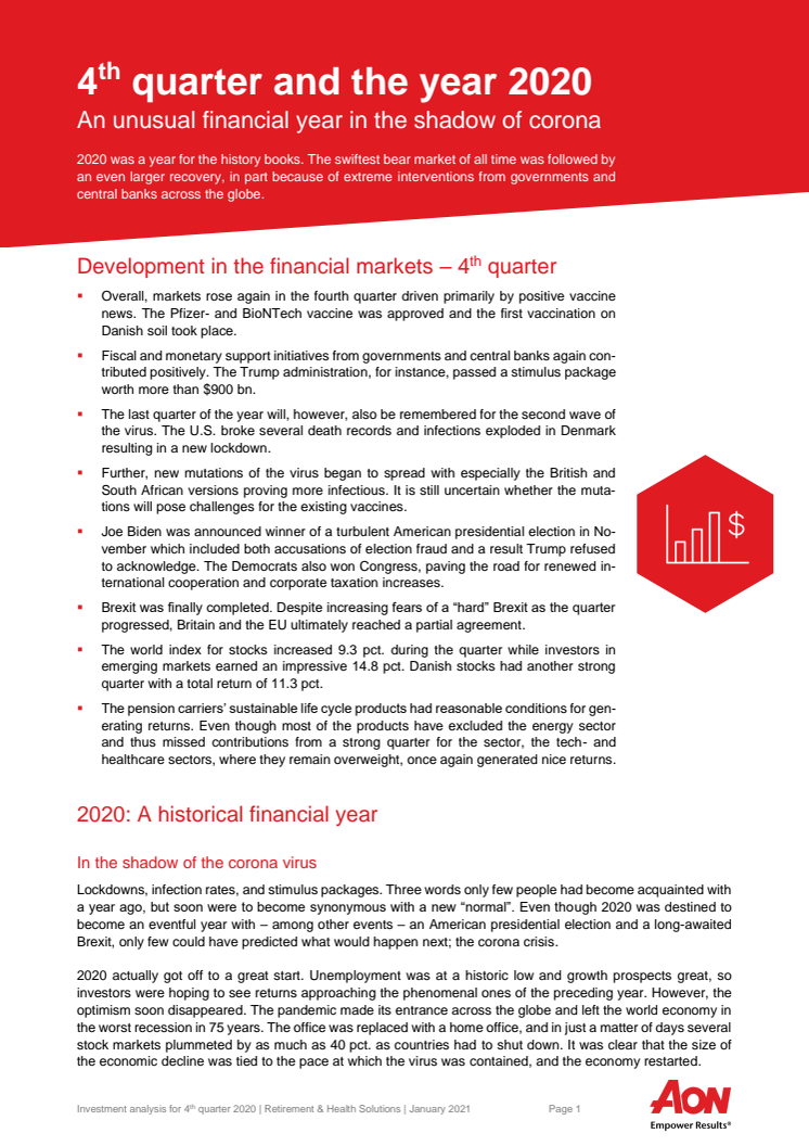 Status on investment returns: 4th quarter and FY2020