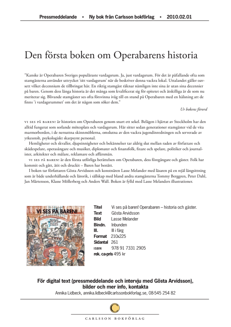 Den första boken om Operabarens historia
