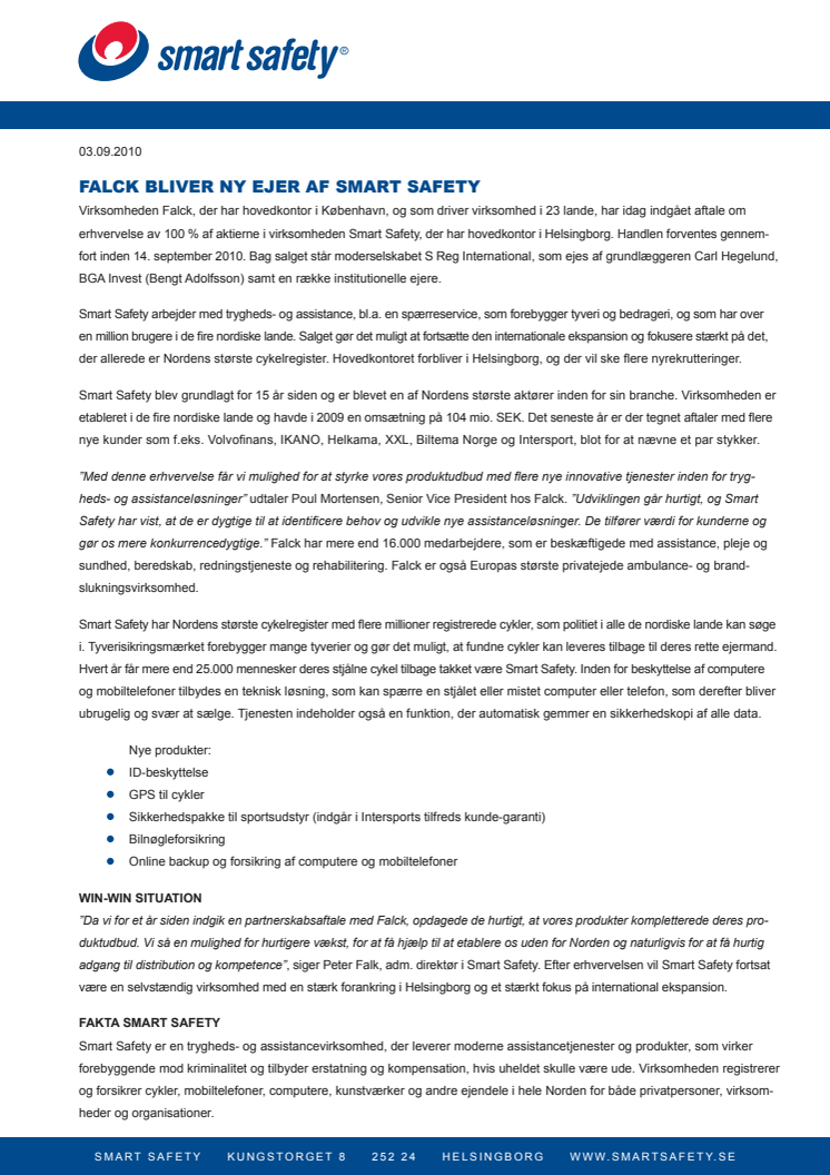 FALCK BLIVER NY EJER AF SMART SAFETY
