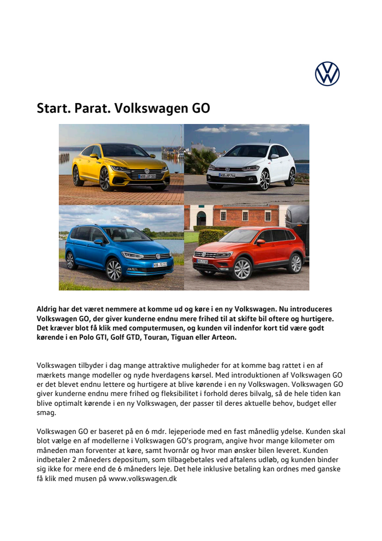 Start. Parat. Volkswagen GO