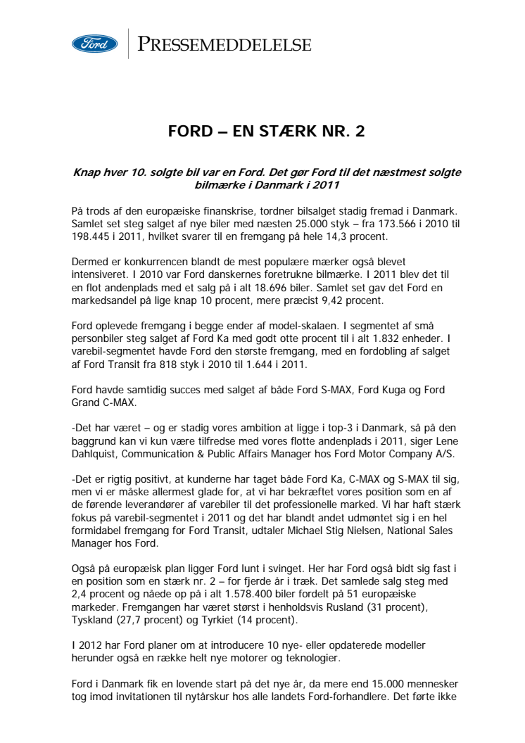 FORD – EN STÆRK NR. 2 