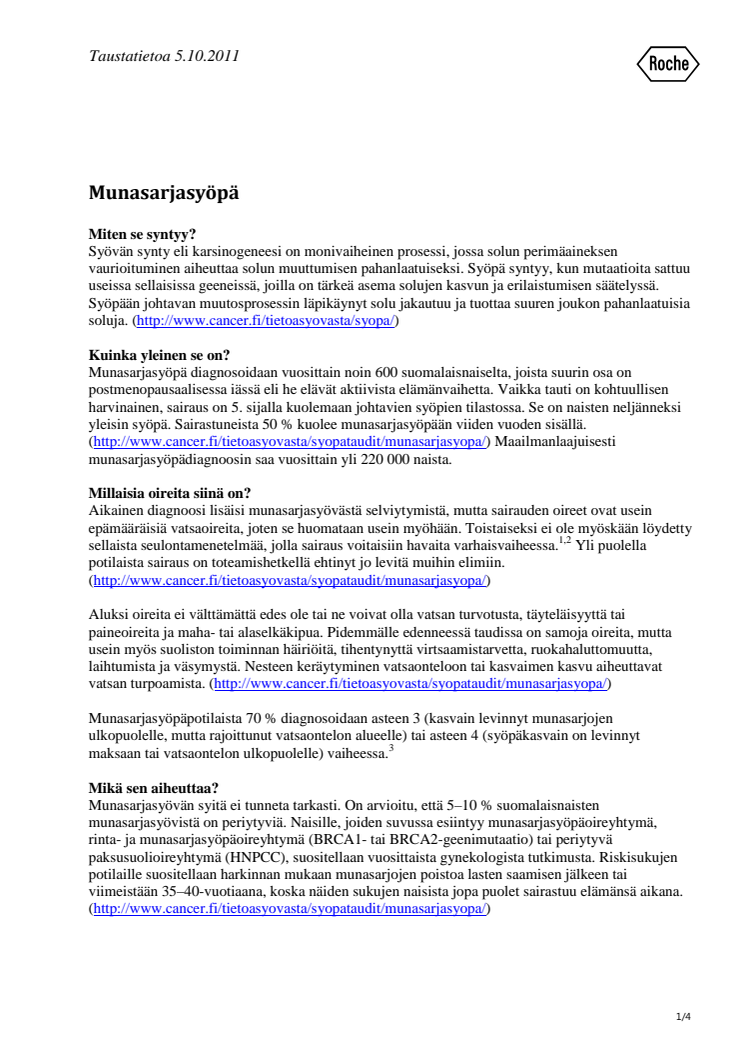 Lisätietoa munasarjasyövästä
