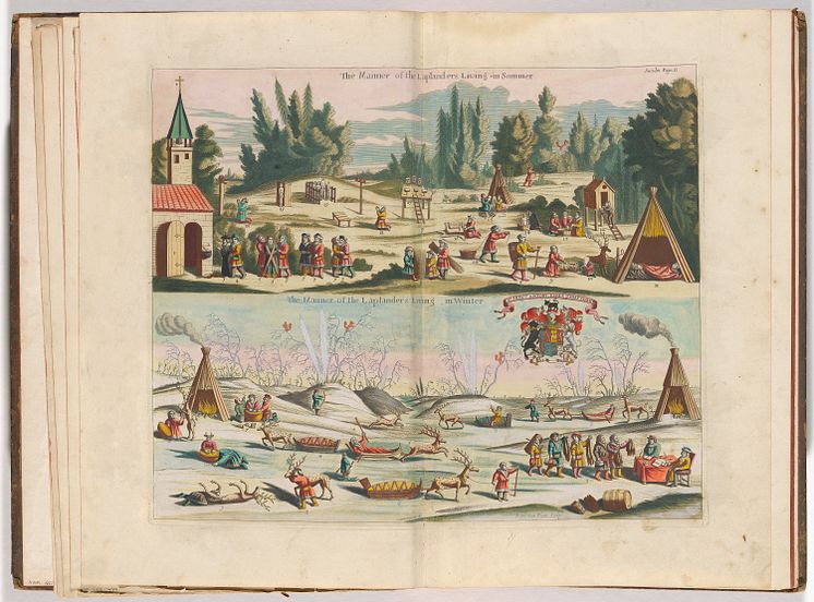 Frederick-Hendrik van den Hove, Samenes levemåte, sommer og vinter, i Moses Pitt, The English Atlas – Volume I – Scandinavia and The North, 1680.