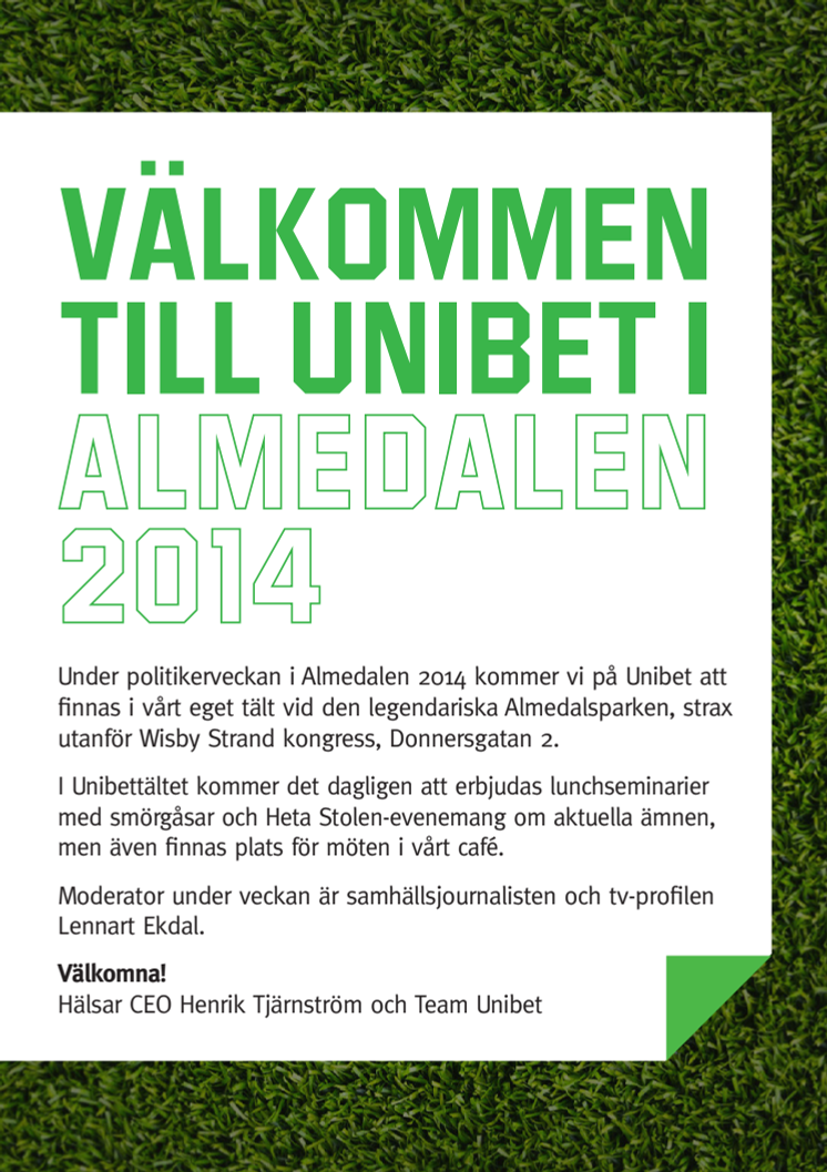 Unibet i Almedalen, program