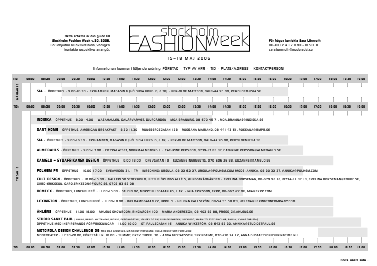 STOCKHOLM FASHION WEEK 15-18 maj