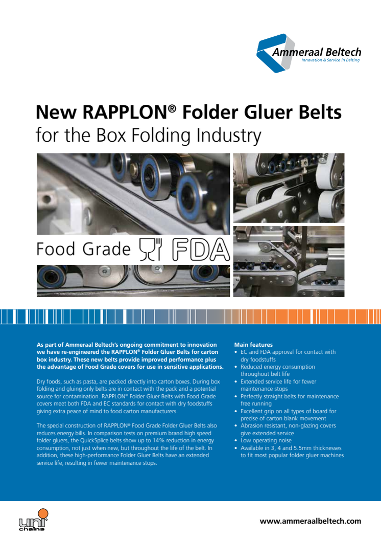 New RAPPLON® Folder Gluer Belts for the Box Folding Industry
