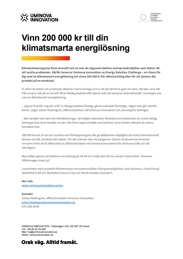 Vinn 200 000 kr till din klimatsmarta energilösning