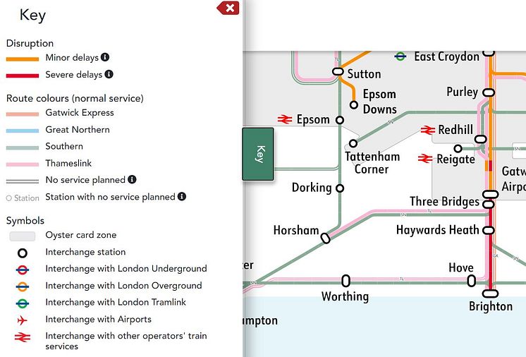 The map comes with a handy key to help users navigate around the page