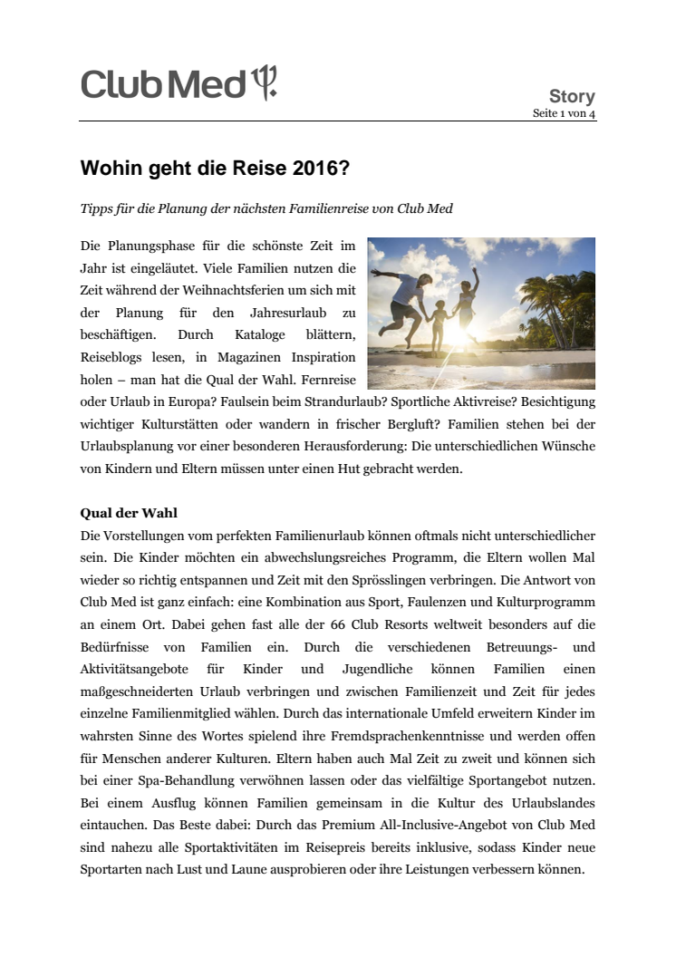 Wohin geht die Familienreise 2016?