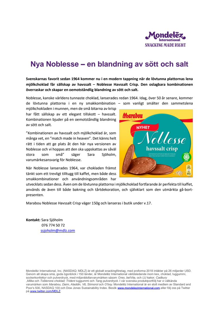 ​Nya Noblesse – en blandning av sött och salt