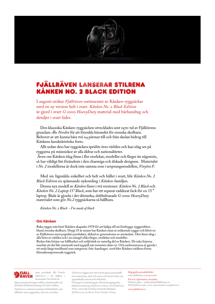 Fjällräven lanserar stilrena Kånken No. 2 Black Edition 