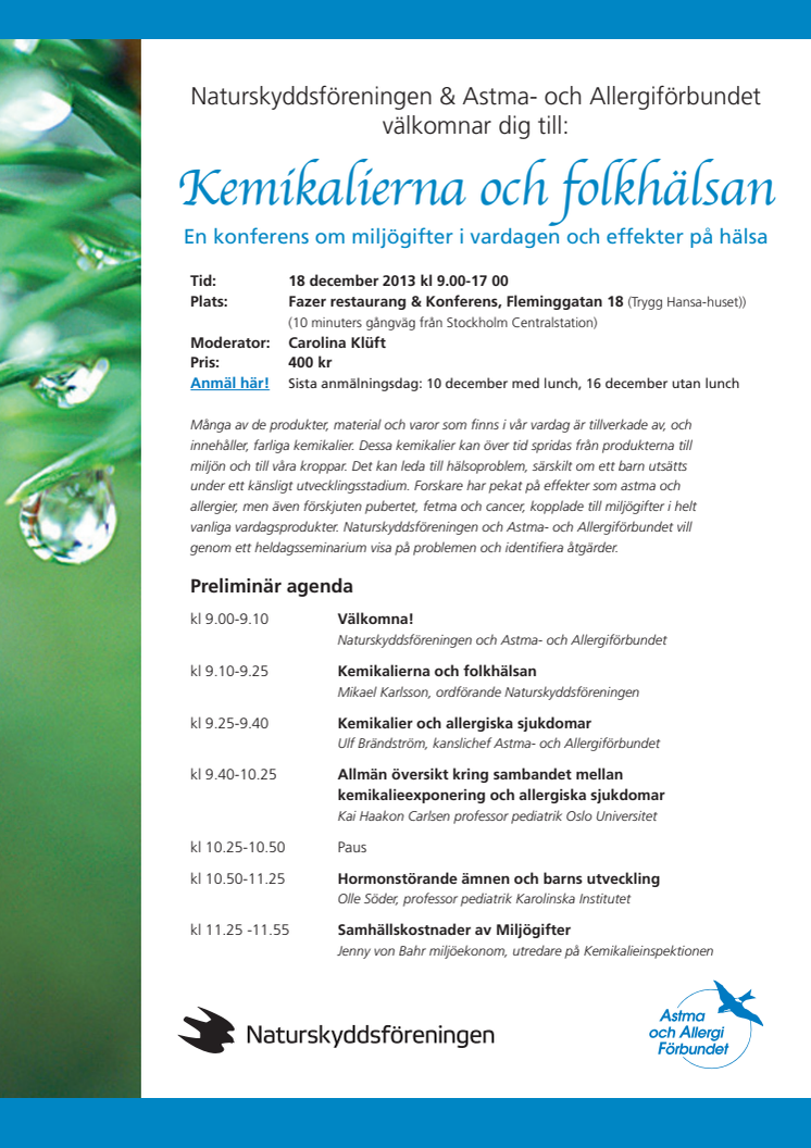 Kemikalierna och folkhälsan – en konferens om miljögifter i vardagen