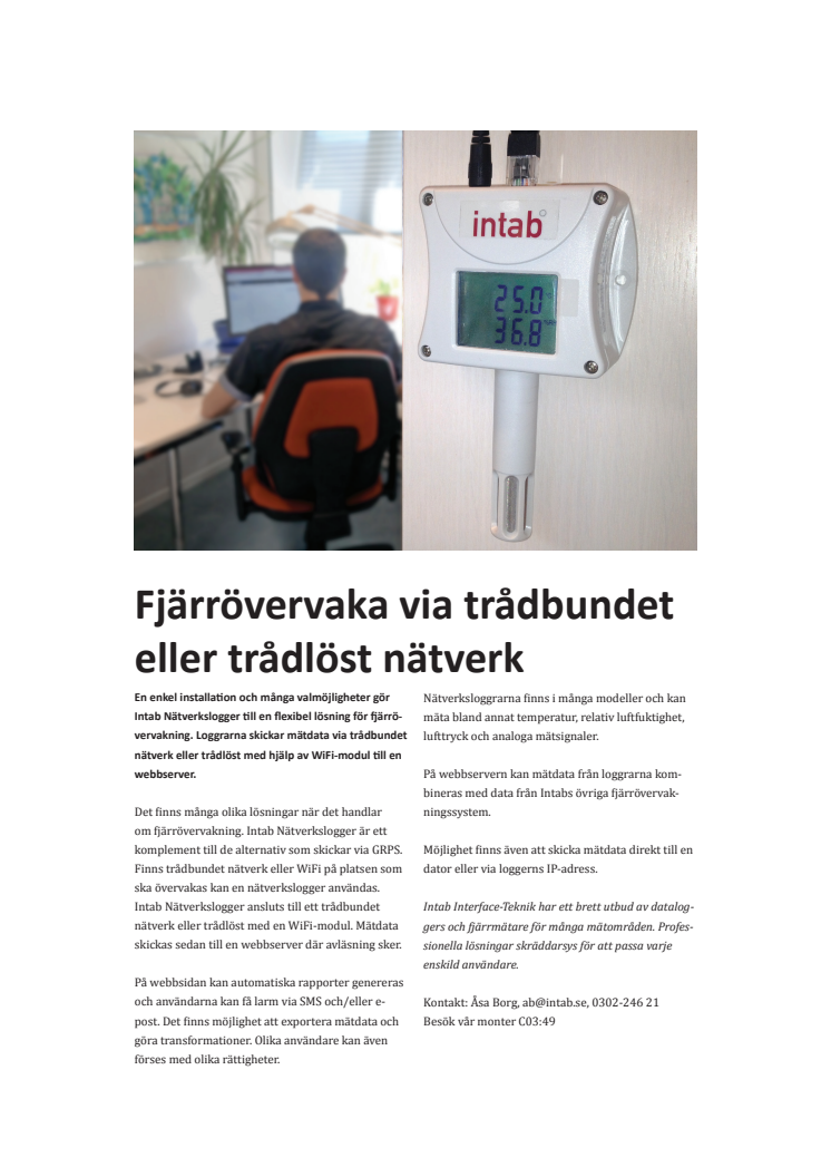 Fjärrövervaka via trådbundet nätverk eller WiFi