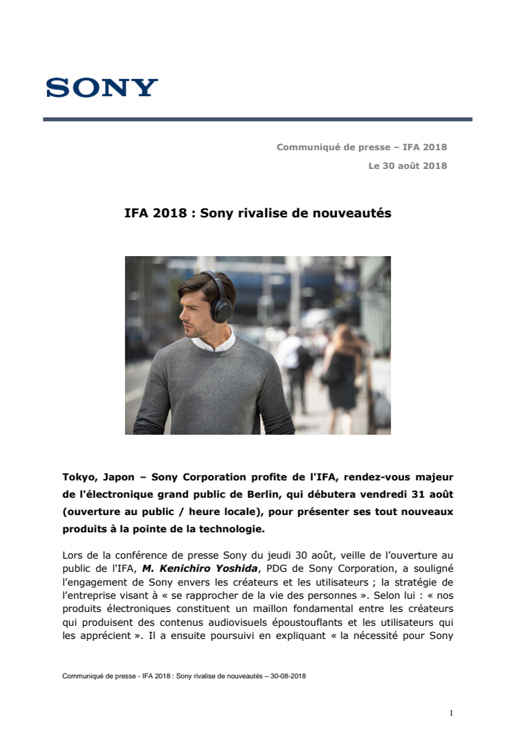 IFA 2018 : Sony rivalise de nouveautés