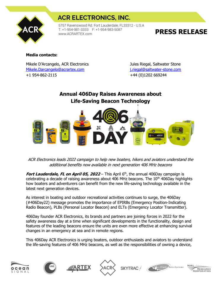 April 5 2022 - Annual 406Day Raises Awareness about Life-Saving Beacon Technology.pdf