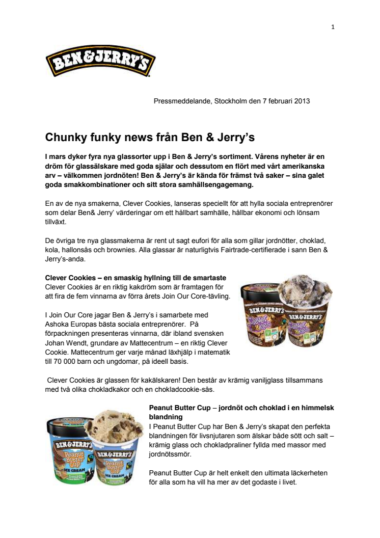 Chunky funky news från Ben & Jerry’s 