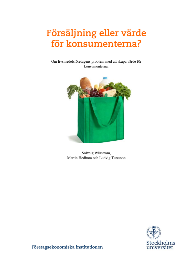 Forskningsrapport: Försäljning eller värde för konsumenten 