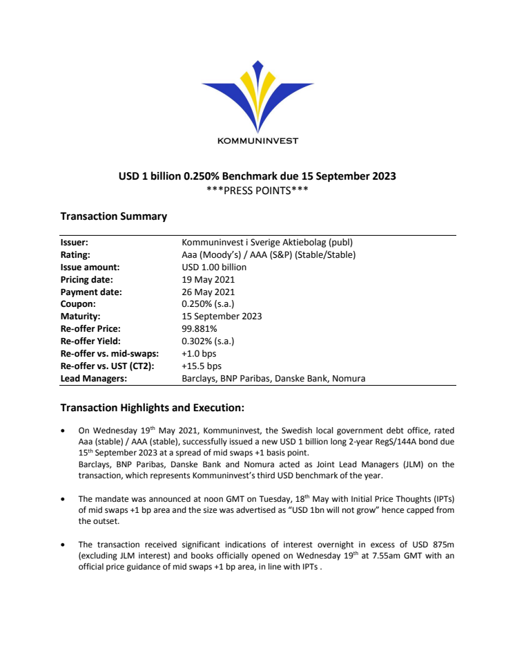 USD Issue 19 May Press Points