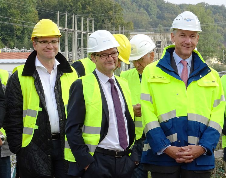 Bayernwerk Natur-Geschäftsführer Dr. Alexander Fenzl, Bayernwerk-Vorstandsvorsitzender Reimund Gotzel und Dr. Christian Barth, Amtschef Bayerisches Umweltministerium  (v.l.)