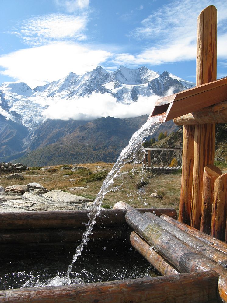 Wellness- und Genussweg auf der Alp Kreuzboden in Saas Fee (Wallis)